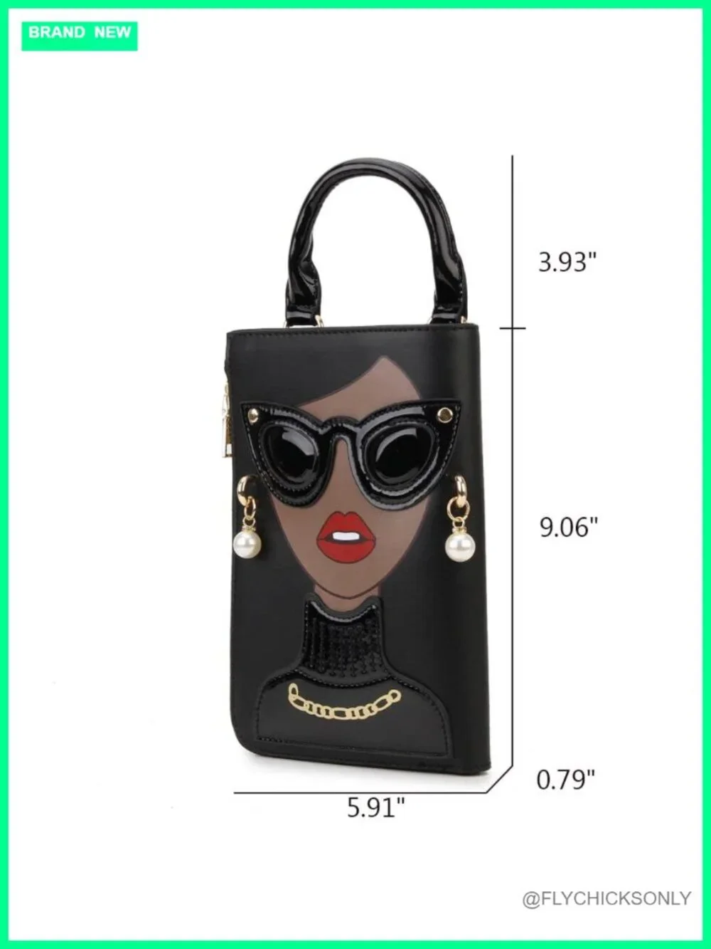 Novelty Lady Face Satchel PU Leather Top Handle Handbag Shoulder Bag Clutch